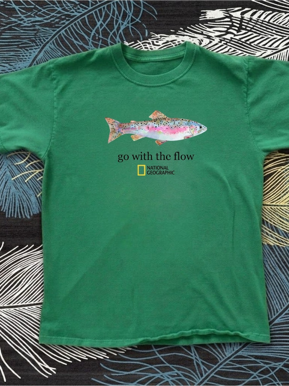 Gildan National Geographic "Go With The Flow" Green Tee